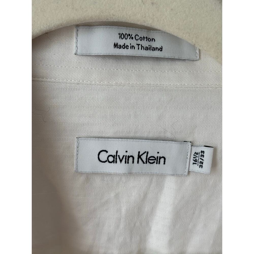 Calvin Klein Men’s White Button Down Shirt 100% Cotton Size 16.5 32/33 - Picture 7 of 8